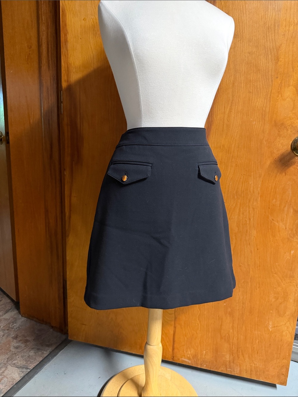LOFT Black A-Line Skirt with Flap Pockets
